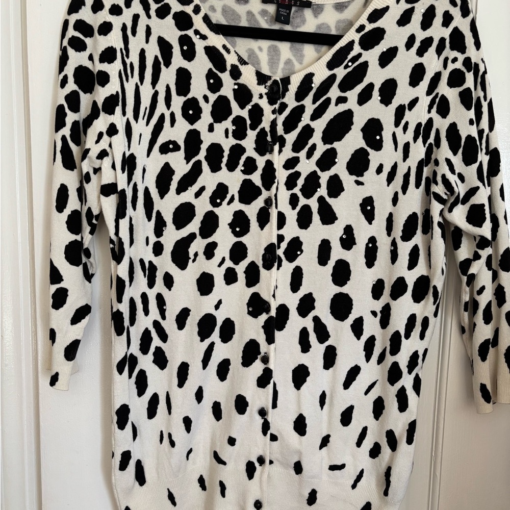 Cyrus Black and White Leopard Print Cardigan